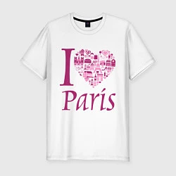 Мужская slim-футболка I love Paris