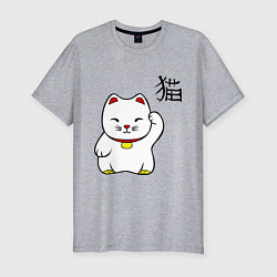 Мужская slim-футболка Манэки-нэко (Maneki-Neko)