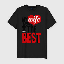 Футболка slim-fit Wife says, цвет: черный