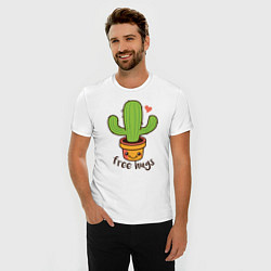 Футболка slim-fit Cactus: free hugs, цвет: белый — фото 2