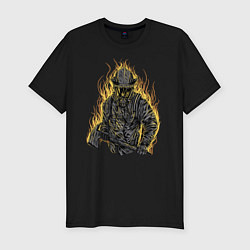 Мужская slim-футболка Пылающий пожарный