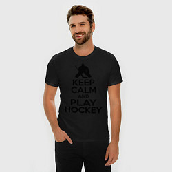 Футболка slim-fit Keep Calm & Play Hockey, цвет: черный — фото 2