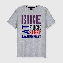 Футболка slim-fit Bike eat sleep repeat, цвет: меланж