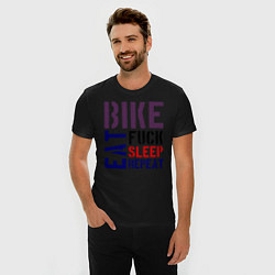 Футболка slim-fit Bike eat sleep repeat, цвет: черный — фото 2