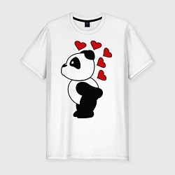 Футболка slim-fit Поцелуй панды: для него, цвет: белый