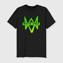 Мужская slim-футболка Watch Dogs: Green Logo