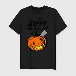 Футболка slim-fit Happy halloween, цвет: черный