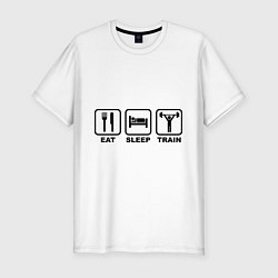 Футболка slim-fit Eat Sleep Train, цвет: белый