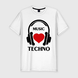 Мужская slim-футболка Techno Music is Love