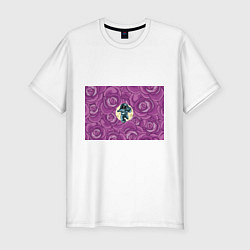 Мужская slim-футболка Космонавт в розах