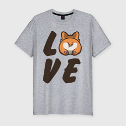 Футболка slim-fit Love Corgi, цвет: меланж