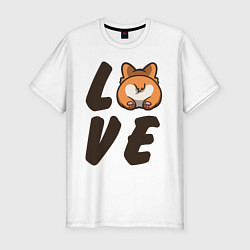 Мужская slim-футболка Love Corgi