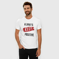 Футболка slim-fit Always Keep Positive, цвет: белый — фото 2