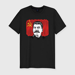 Футболка slim-fit Сталин и флаг СССР, цвет: черный