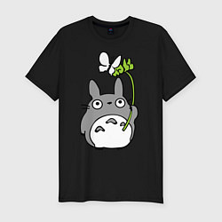 Футболка slim-fit Totoro и бабочка, цвет: черный