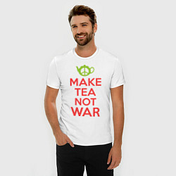 Футболка slim-fit Make tea not war, цвет: белый — фото 2