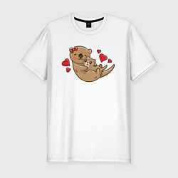 Футболка slim-fit Милая морская выдра, цвет: белый