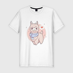 Футболка slim-fit Милая лама, цвет: белый