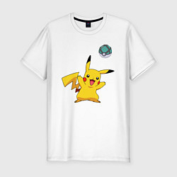Футболка slim-fit Pokemon pikachu 1, цвет: белый
