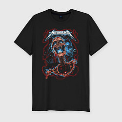 Мужская slim-футболка Metallica - орущий скелет