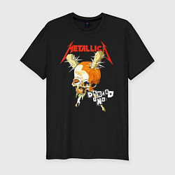 Мужская slim-футболка Metallica - оранжевый череп