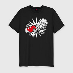 Футболка slim-fit I love anime Ahegao, цвет: черный