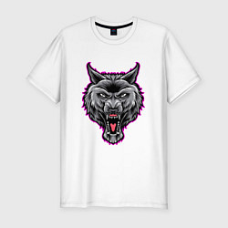Мужская slim-футболка Оскаливший волк
