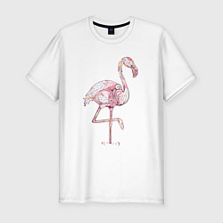 Мужская slim-футболка Узорчатый фламинго