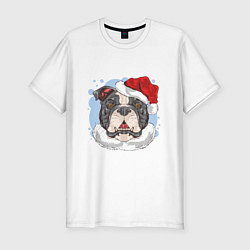Мужская slim-футболка Собачий Санта