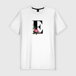 Мужская slim-футболка Буква с цветами