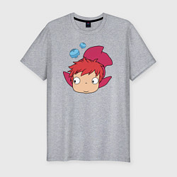 Футболка slim-fit Рыбка Поньо на утесе, цвет: меланж