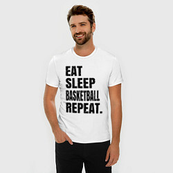 Футболка slim-fit EAT SLEEP BASKETBALL REPEAT, цвет: белый — фото 2