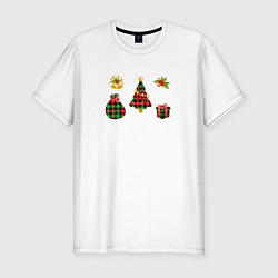 Мужская slim-футболка Рождественские Украшения