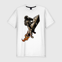 Мужская slim-футболка Астронавт на ракете