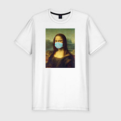 Футболка slim-fit Мона Лиза в маске, цвет: белый