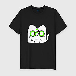 Мужская slim-футболка Кот Зефир с тримя глазами
