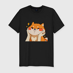 Футболка slim-fit Сиба Ину Милые Щечки, цвет: черный