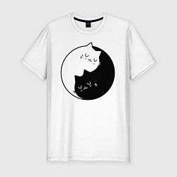 Футболка slim-fit Yin and Yang cats, цвет: белый