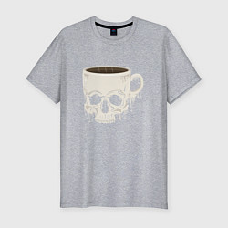 Мужская slim-футболка Кофе из черепа