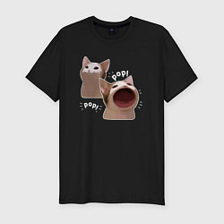 Футболка slim-fit Cat Pop - Мем, цвет: черный