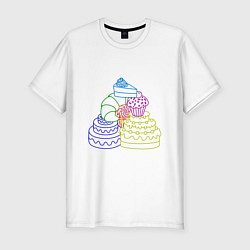 Мужская slim-футболка Пищевая пирамида сладкая