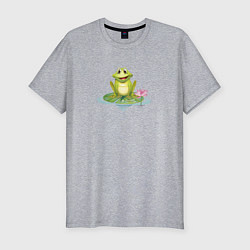 Мужская slim-футболка Лягушка на кувшинке