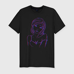 Мужская slim-футболка Девушка с 3D эффектом