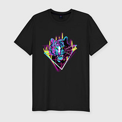Мужская slim-футболка Retrowave Neon Tiger