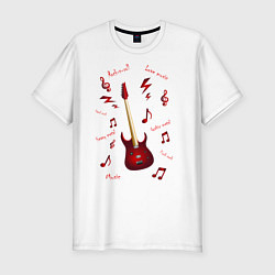 Футболка slim-fit Красная гитара Рок музыка, цвет: белый