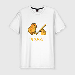 Футболка slim-fit Doge Bonk go to horny jail, цвет: белый