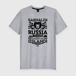 Мужская slim-футболка Сахалин Остров Экстрим