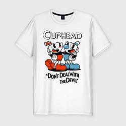 Футболка slim-fit Cuphead, Dont deal with devil, цвет: белый