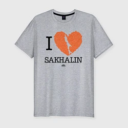 Футболка slim-fit I love Sakhalin, цвет: меланж