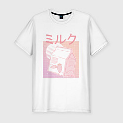 Футболка slim-fit Vaporwave Strawberry Milk, цвет: белый